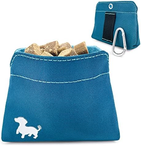 Swaggly Pocket Size Cog Retaute - Третирајте торбички за обука за домашни миленици - мало кучиња третираат магнетно затворање - Додатоци за одење кучиња - Тиркизна
