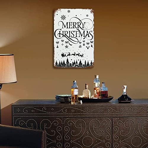 Како подароци за деца метални знаци, внатрешен двор знаци Среќен Божиќ ретро метални знаци што висат wallидна плакета кујна 8 „x12“ Божиќна