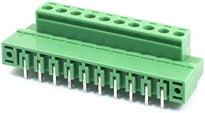 X-Ree 5.08mm Pitch 10-Pin 14-22awg приклучок за приклучок PCB MONTING GREEN PCB TERMINAL CONTER CONNERCOR (Connettore A Morsettiera A Vite