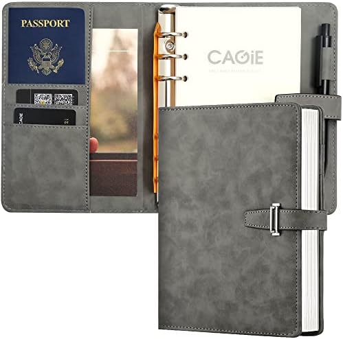 Cagie Binder Filbablable Leather Teetbook 6 Ring Binder Beathertook Planber Planner for Work A5 Недостатен календарски дневник владееше