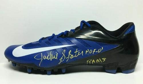 Jackеки Слејтер потпиша Nike Football Cleats „HOF 01/Rams“ PSA 6A46900 - автограмирани NFL Cleats