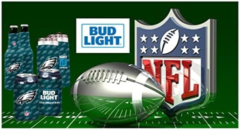 Bud Light & NFL лиценциран 6 пакет премија изолиран неопрена Кози за покривање, 2 CAN/2 SELTZER/2 шише - лесно и преклопување за пијалоци од 12 унци - 2 -тина дизајн - Одлично
