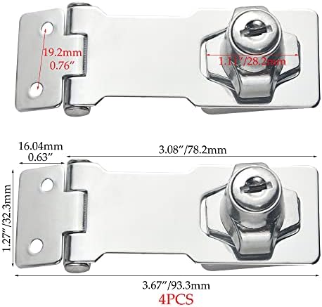 TOVOT 4 PACK 3 X 1,27 Заклучиви заклучувачки брави на вратата HASP заклучување на бравата на хром со завртки за заклучување на HASP за фиоката на кабинетот