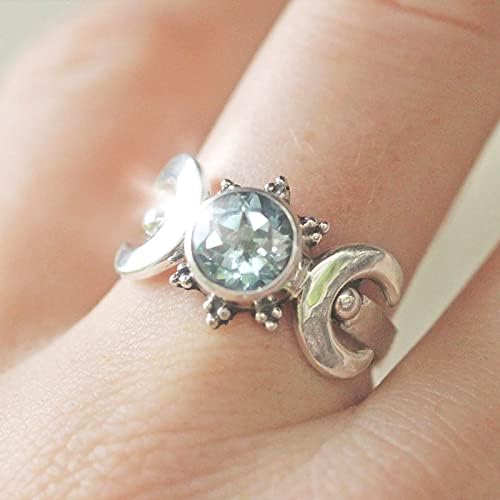 2023 Исклучителна гроздобер тркалезна дијамантска циркон месечина прстен за жени ангажман прстен накит подароци здраво низок прстен