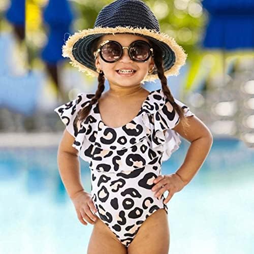 Девојки летни девојки без ракави девојки леопард печати руфи за капење за капење, бикини сурфање модни девојки за капење на девојчиња