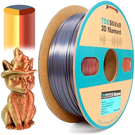 Tecsonar Triple Color Pla Filament 1.75mm 1kg, 4 ролни/пакет, свилена темно црвена сина зелена боја, свилена златна бакарна сина боја, свилен