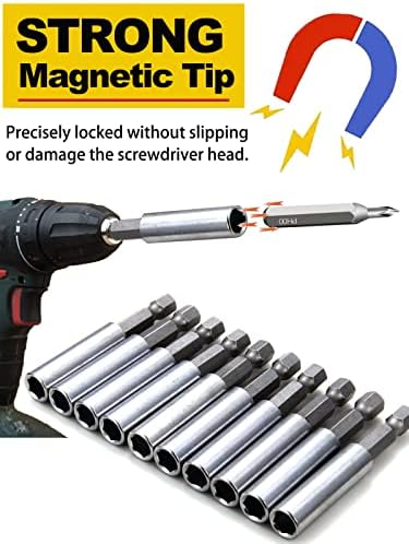 Rocaris 100 пакет магнетски продолжение на приклучокот за дупчење на бит 1/4 хексадецимални алатки за напојување, 60мм/2,36 инчи, набавка