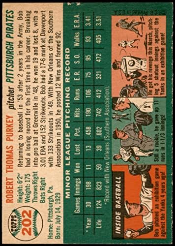 1954 Топпс 202 Боб Перки Питсбург Пирати Дин картички 5 - екс пирати