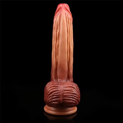 Реалистично дилдо, 8,26 инчи материјал безбеден за тело животен век на пенисот со силна чаша за вшмукување за игра без раце, флексибилен