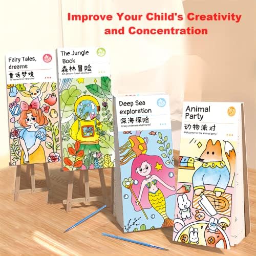 Книга за сликање на акварел Xunwkongg Pocket, Патнички акварели за сликање за деца, акварелна боја сет со четка за акварел за да се