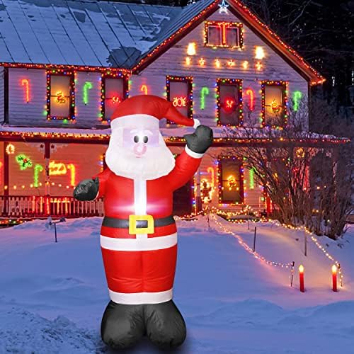 4ft Божиќни надувувања Дедо Мраз, Божиќни украси украси на отворено со LED светло за дворна градина тревник Божиќ декори