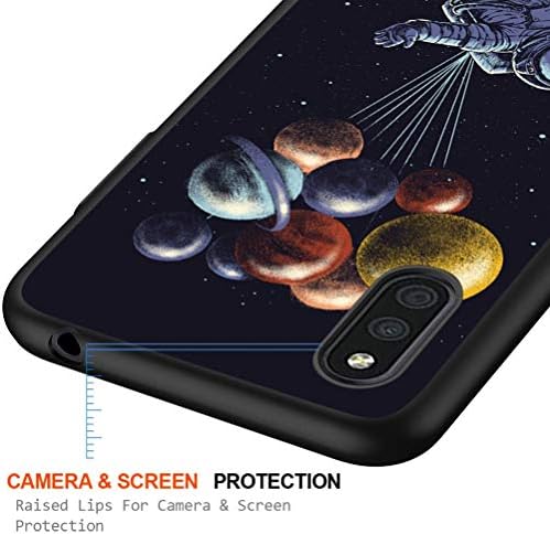 Eouine за Samsung Galaxy A01 Case, телефонски куќиште силиконски црна боја со шема ултра тенок изобилен удар на мек гел заштитна кожа за