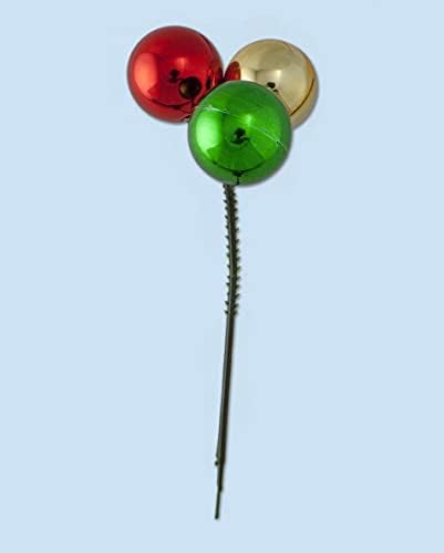 Штерпорни божиќни украси на топката на жични избори - повеќебојни: црвена, зелена, златна кластери - сет од 12