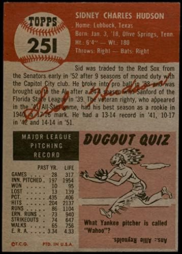 1953 Топс # 251 Сид Хадсон Бостон Ред Сокс Вг Ред Сокс