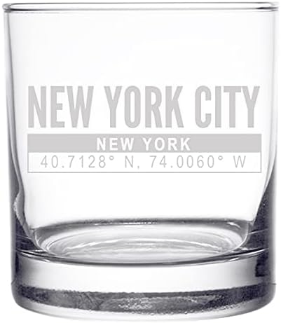 Њујорк Координира Виски Стакло 11oz-Кул ЊУЈОРК Сувенир или подарок за ЊУЈОРК фан. Старомоден, Карпи Стакло. Ги Сакам Њујоршките Сувенири-Безбедно