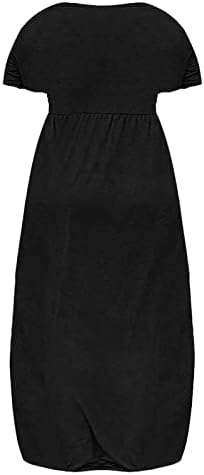 Miashui жени макси фустан плус големина плус големина фустани маица краток ракав макси фустан со цврста боја жени плус големина случајна