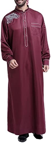Bmisegm летни фустани кошули за мажи кои редовно се вклопуваат во машкиот обичен муслимански арапски средно извезена јака долго тенок фит француски