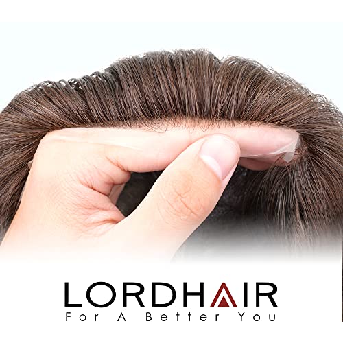 Lordhair Toupee За Мажи со Европска човечка коса 8x10 инчен Фризура за Мажи 0,03 mm Ултра Тенка Кожа Фризура Сите V-looped Менс