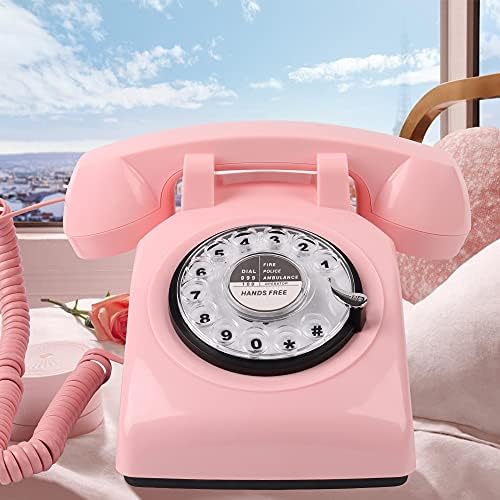 Телефон за ротационо бирање, ретро телефон Мекхета Ретро Телефон 1980 -ти, стар телефонски антички кабелски фиксни телефон за дома/канцеларија