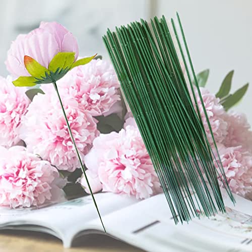 Наудилифе 100 парчиња пластично цветно стебло, вештачко цвеќе, растителни жици од зелена цвеќарница, идеални за занаетчиски лица, 18 см и 25 см