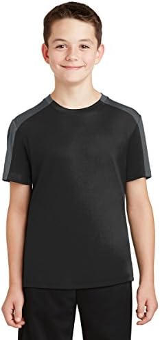 Sport-Tek Youth Poscharge Competer Cuter Competive Blocked Tee. Yst354 црна/ железна сива xs