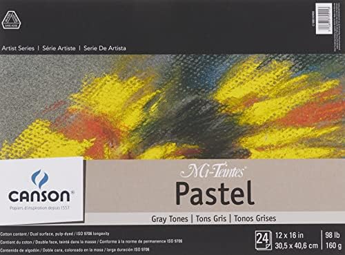 Серија на уметници во Кансон Ми -Тиинтес Пастелна хартија, сиви тонови, подлога за преклопување, 12х16 инчи, 24 чаршафи - Уметнички труд