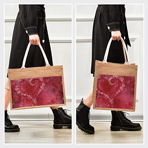 Sinestour Valentine 'Day на срцето на срцето јута торба со торбички со подароци со рачка торбичка торба јута торби за жени вреќи