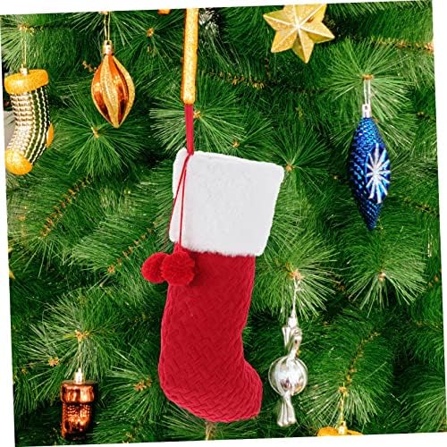 Toyvian 1PC Божиќно порибување торба за подароци Рождество украси за деца Дедо Мраз за подароци Стич Подароци плетени Божиќни чорапи, весели