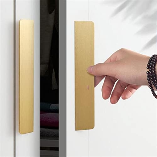 Модерен едноставен дизајн чиста бакарна рачка за гардероба кабинет фиока за врата со единечна дупка ракува златна светлина луксузен месинг влече