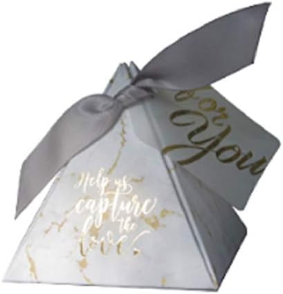 KhlShop 50pcs/Лот Триаголен пирамида Подарок кутија свадба фаворити подароци Кенди кутија свадба подароци гости свадба декорација