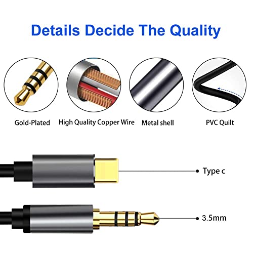 Yeung Qee USB C до 3,5 mm Aux Cable Cable, тип C до 3,5 mm Аудио кабел за слушалки компатибилен со Pixel 4 3 2 XL, Samsung Galaxy Note 10/S10/S9, стереоа за автомобили, звучникот, слушалките и повеќе