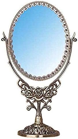 Суета Огледало Шминка Суета Огледало, Десктоп Двострани Убавина Огледало 3x Зголемување Козметички Огледало 360° Вртливата Бања Огледало Европската Ретро Виткање С