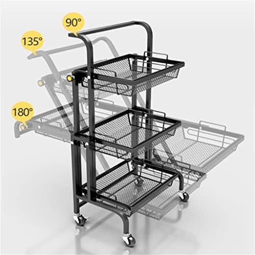 MJWDP количка за количка Паралелно преклопување преносно полица подот кујна мултифункционално складирање решетката кујна организатор метален