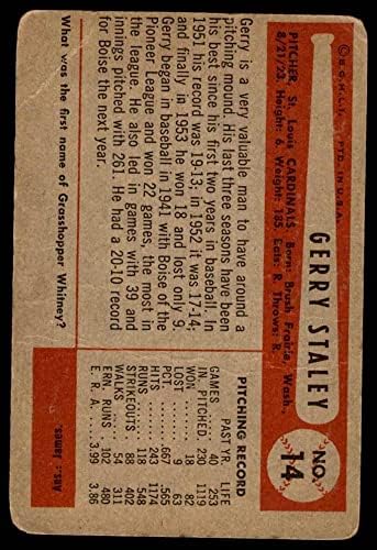 1954 Bowman # 14 Gerry Staley St. Louis Cardinals сиромашни кардинали