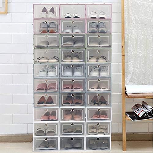 ZRSJ Водоотпорна кутија за чевли од 6 парчиња, задебелена про transparentирна кутија за фиоки, пластична кутија за чевли за складирање на чевли за домашна употреба
