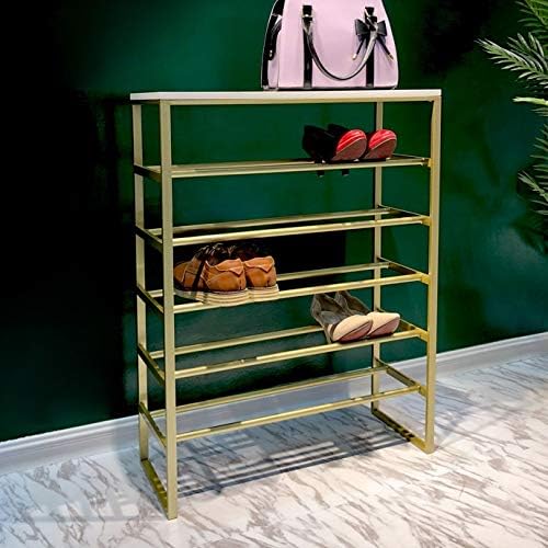TJLSS ковано железо решетка за чевли со повеќе слој едноставни простории за складирање на вратите во домаќинството, модерно модерен минималистичко злато