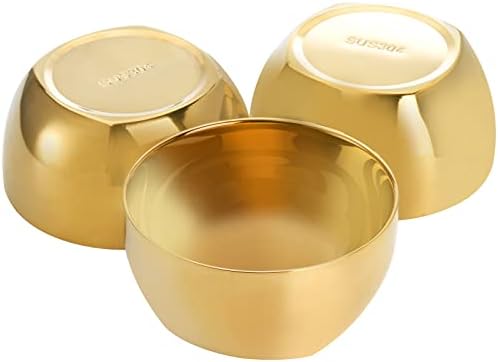 Cedilis 3 пакуваат декоративни златни садови, 13,5oz сад од не'рѓосувачки челик, мали чинии за сервирање, солидни сони закуски со