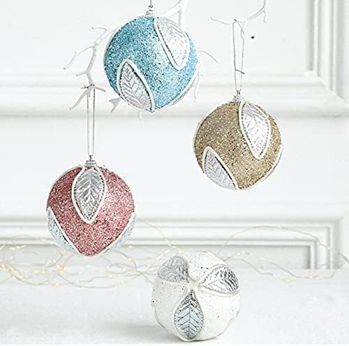 Закачани стаклени закачалки и куки Божиќни украси 8 см/3in розова Божиќна топка новогодишна елка поставена оброк аранжман суспендиран тавански