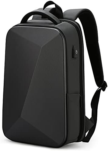 Fenruien Анти-кражба на ранец на тврда обвивка 15,6-инчи, проширен тенок деловен патнички лаптоп ранец за мажи, црна лаптоп торба отпорна на вода