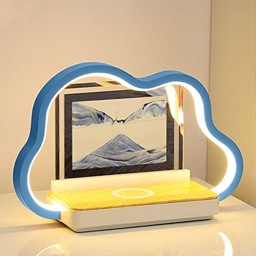 Jjry затемнувачка табела за маса за спална соба, подвижна уметност со песок, слика покрај креветот со безжичен полнач, биро за ламба за ноќница и дневна соба/сина боја