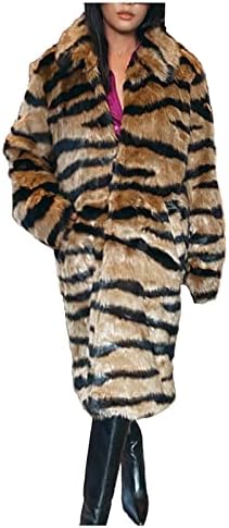 Женски леопард печатење руно палто, есенска зимска мода нејасна јакна faux крзно меки долги кардигански палто за надворешна облека