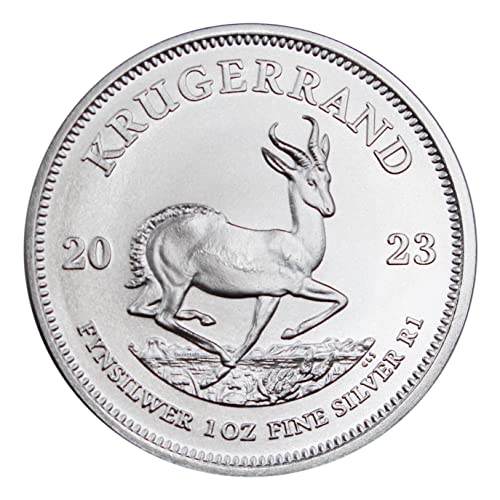 2023 Јужна Африка 1 оз Сребрена Кругеранд Златна Монета Брилијантна Нециркулирана Со Сертификат За Автентичност 1 Ранд БУ