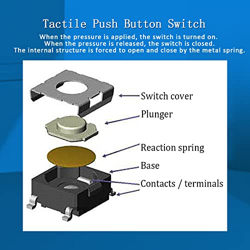 Dafurui 250pcs 25 Вредности тактилно копче на копчето SMD Micro Momentary Tact Switch Комплет за асортиман