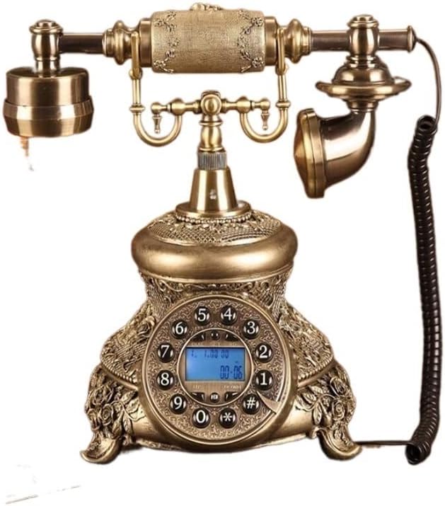 Gayouny Златниот кабел Телефонски ретро ротационо бирање фиксиран телефонски телефон со декорација за домашна канцеларија без ребидент