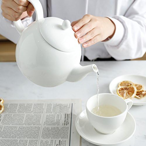Sweese 220.101 порцелански чајник, чај од 40 унци - доволно голем за 5 чаши, бело