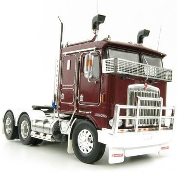 Иконски реплики за камион Кенворт K100G - Бургундија ограничено издание 1/50 Diecast Truck Pre -изграден модел