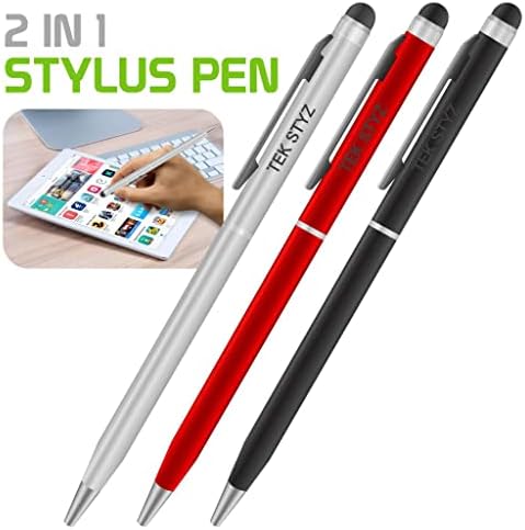 Pro Stylus Pen за Samsung Galaxy S5 Sport Att со мастило, голема точност, екстра чувствителна, компактен формулар за екрани на допир [3 пакет-црно-црвен-силвер]
