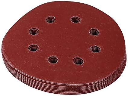 Дискови за пескање на јосу, дискови за тампонирање, 10 парчиња 125мм, црвени облици на црвени пескави дискови 8 дупки 60# -1000# хартија за песок