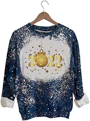 Кринек Женски Графички Дуксери Мода Среќен Божиќ Печатени Лабави Пуловер Врвови Обични Блузи Со Долги Ракави