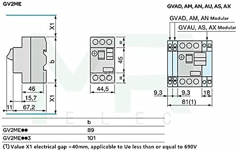 UNCASO 1PCS GV2-ME Series MPCB Motor Carter Circuit Breaker GV2 Заштитник на моторниот прекинувач/прекинувач за заштита на моторот